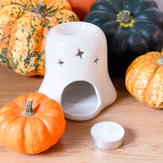Ghosty (Spooky Season) Wax Melt Burner &amp; 1 free wax melt bar &amp; tealights (Copy)