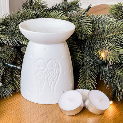 Angel Wings TEALIGHT Wax Melt Burner & 1 free wax melt bar
